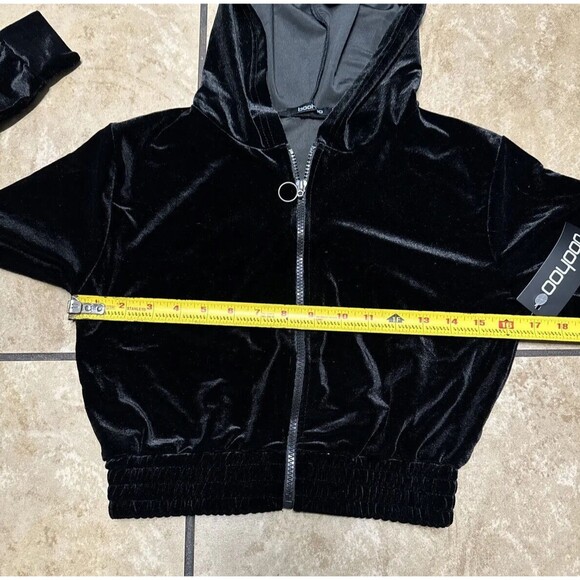 Boohoo Women’s Size 4 Black Velour Hoody & Jogger Set NEW - Picture 7 of 16